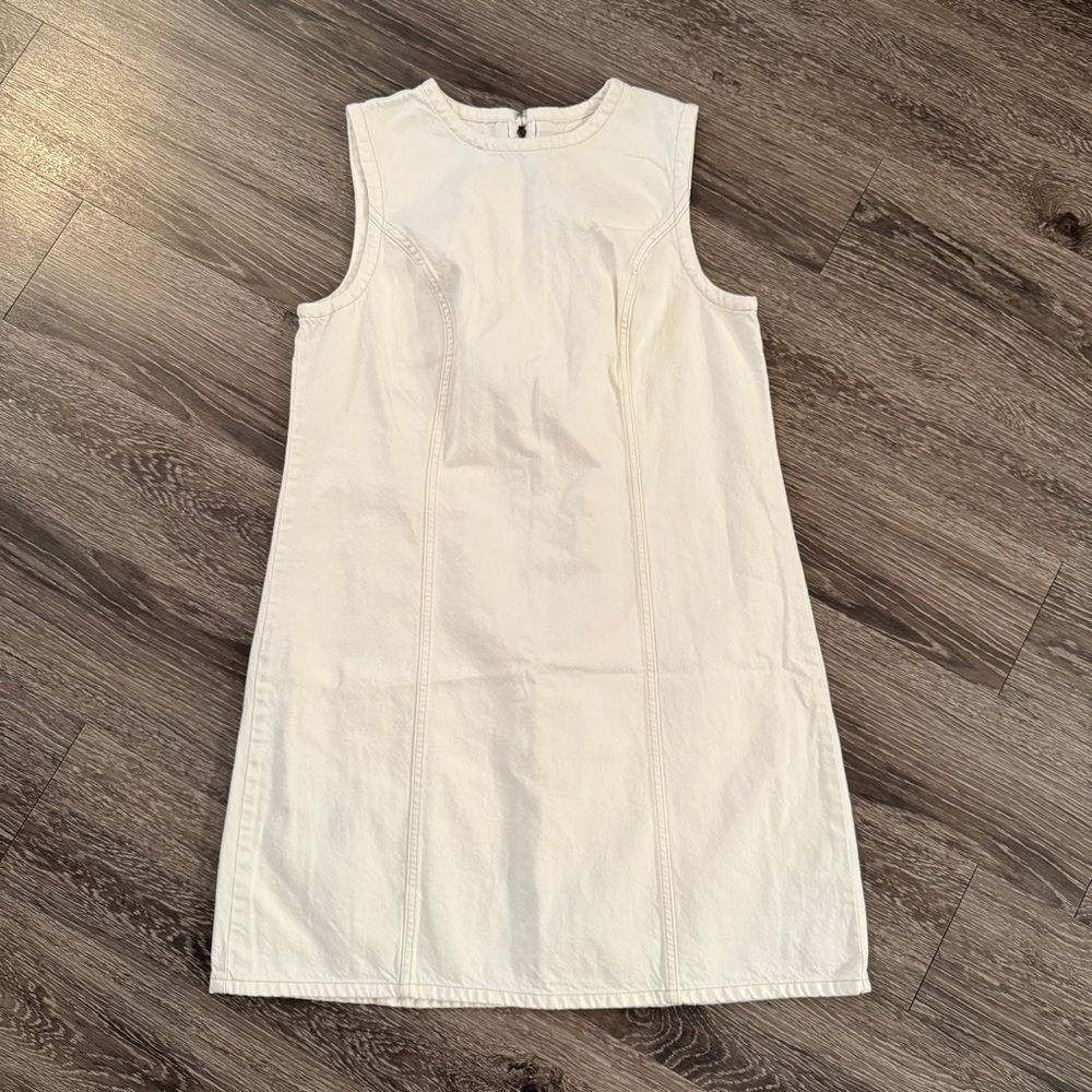 Abercrombie & Fitch Ivory Denim Sleeveless Dress Tall